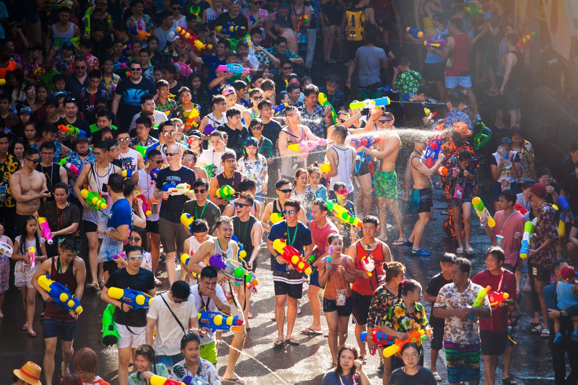 Songkran Bangkok 2026 water fight festival crowd